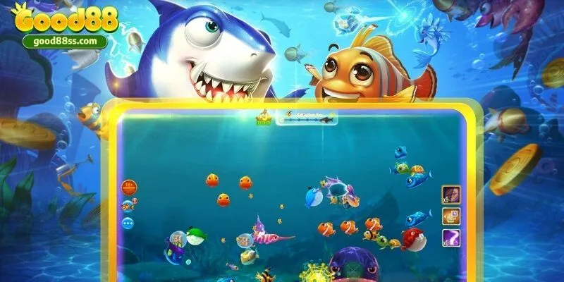 Giao diện sảnh game Bắn cá phát lộc cực kỳ sống động với hàng ngàn sinh vật biển tại HB88 - Bắn cá phát lộc